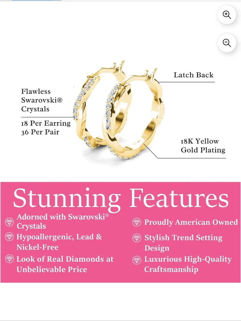 ✨CHOOSE ONE- Gold Pated Swarovski Hoops